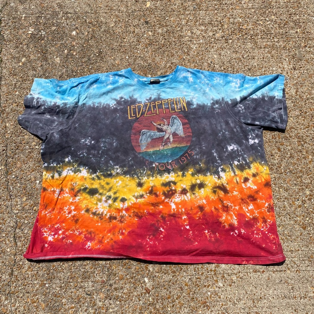 Vintage Liquid Blue Led Zeppelin Tie Die Tour Tee Shirt